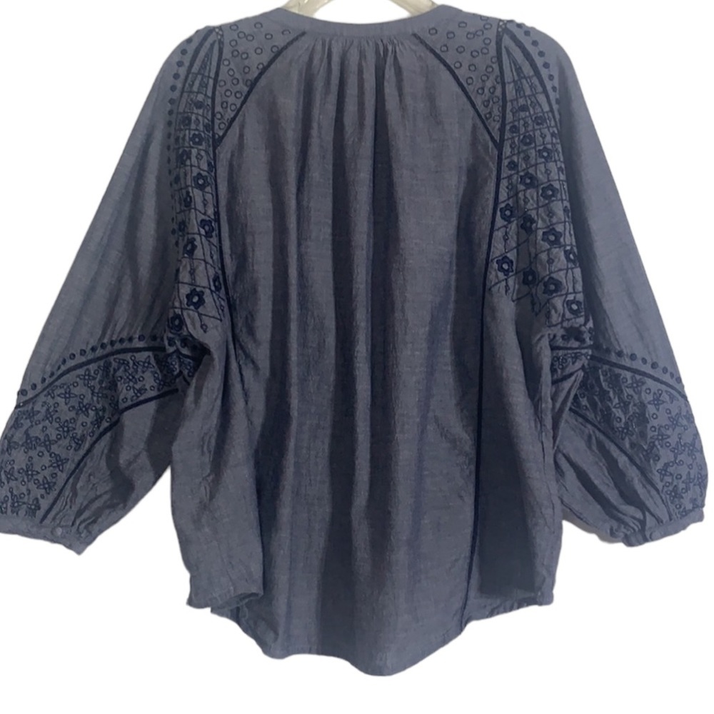 Anthropologie Blue Embroidered Blouse - Picture 3 of 12